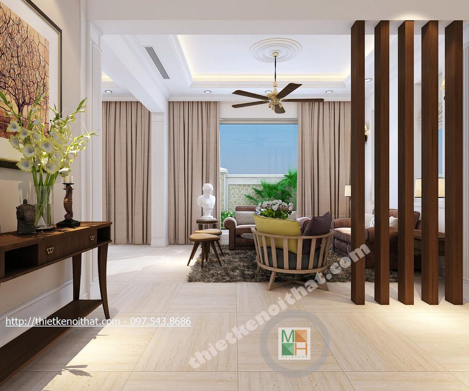 Thiết kế nội thất phòng khách biệt thự SPLENDORA Bắc An Khánh  An Phú, Hoài Đức, Hà Nội